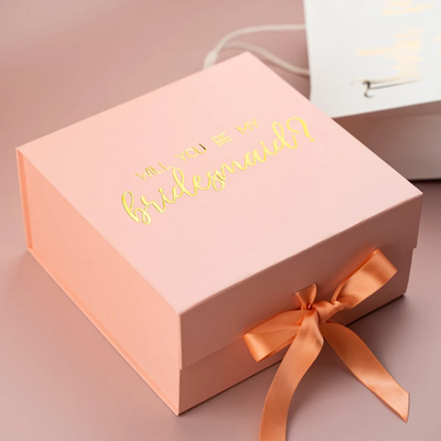 Personalized Wedding Welcome Gift Bridal Party Favor Box Magnetic Closure Box With Satin Ribbon