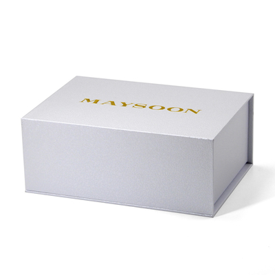 Custom White Art Paper Hardcover Box With Gold Foil Logo