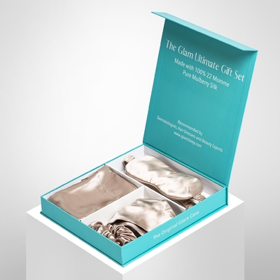 Custom Printed Silk Pillowcase Eye Mask Scrunchie Set Gift Packaging Box